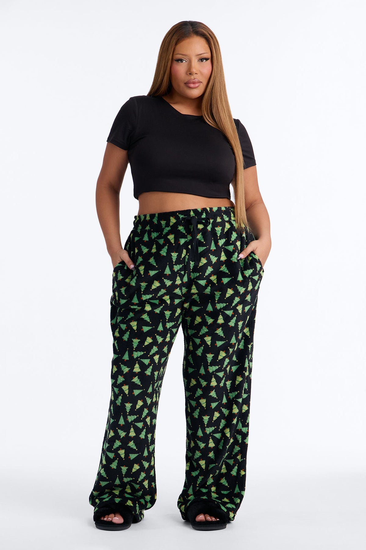 Christmas Trees Plush PJ Pants - Black/combo
