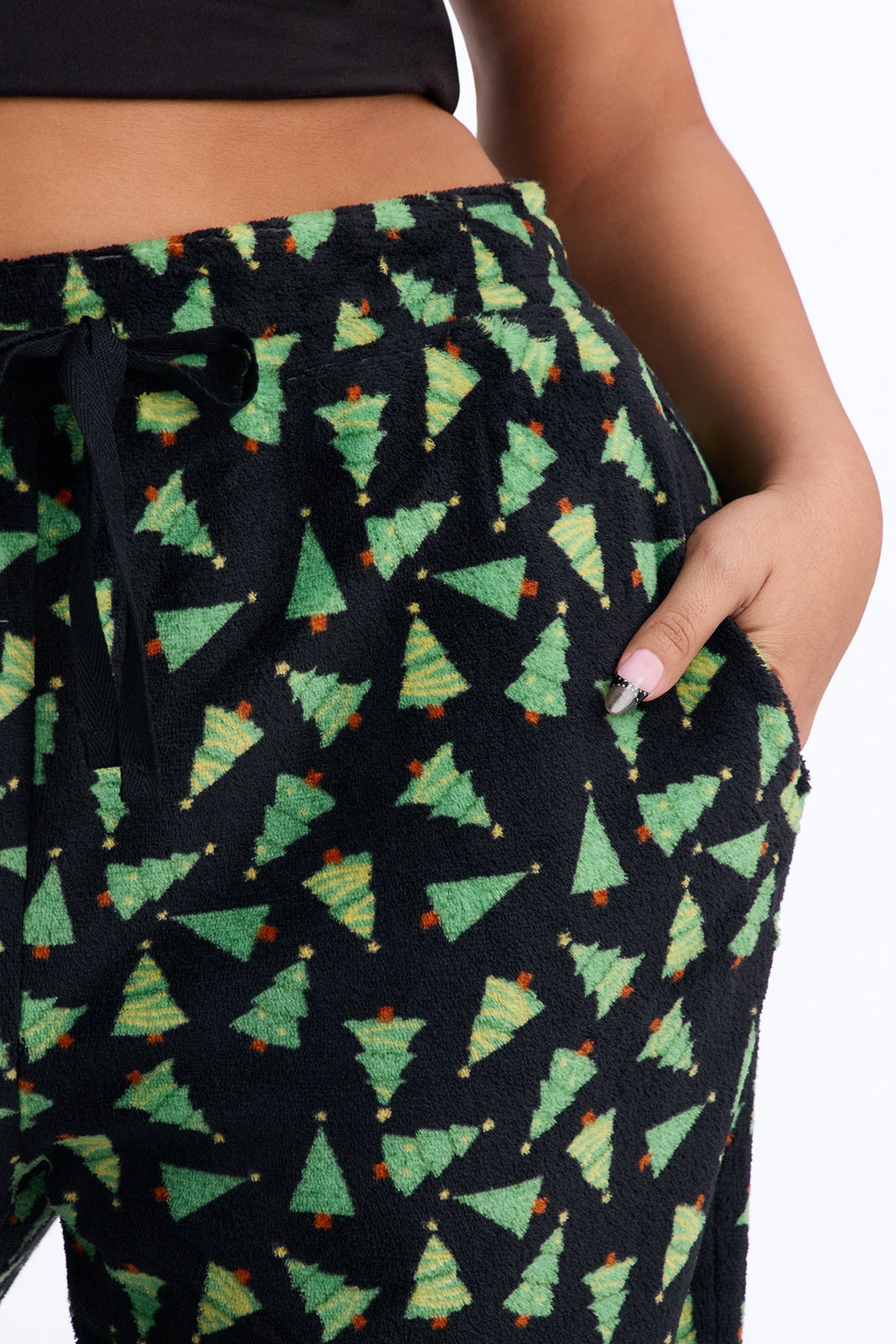 Christmas Trees Plush PJ Pants - Black/combo
