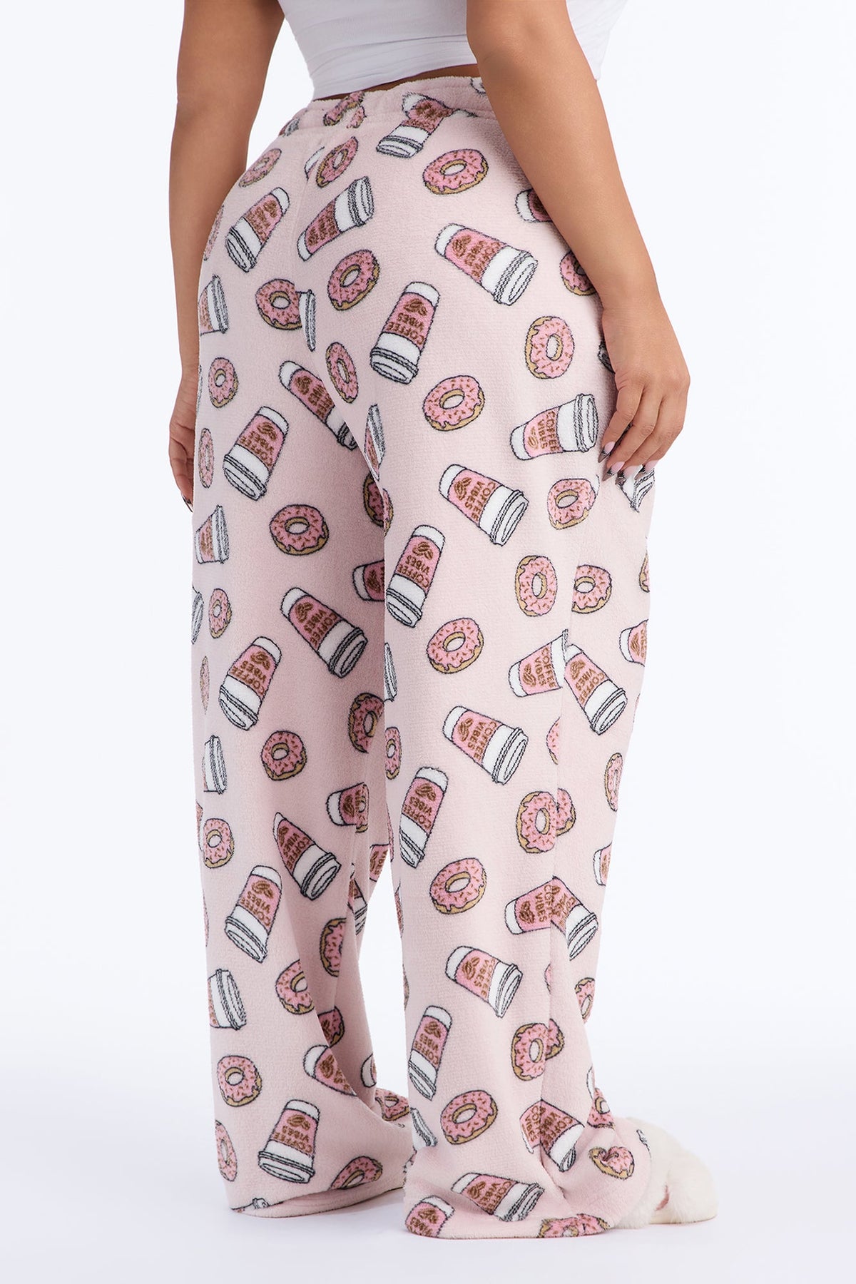 Coffee Break Plush PJ Pant - Pink/combo