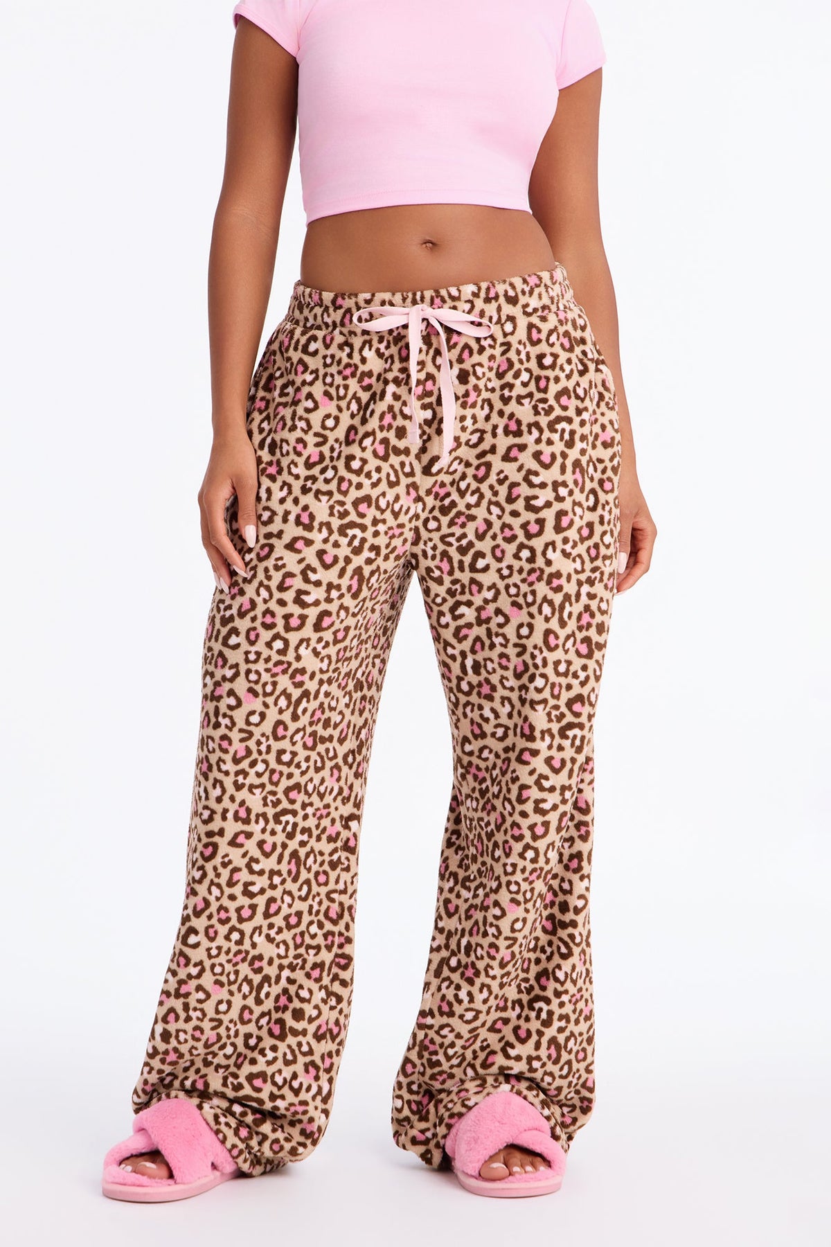 Take Me There Leopard Wide Leg Plush PJ Pant - Leopard
