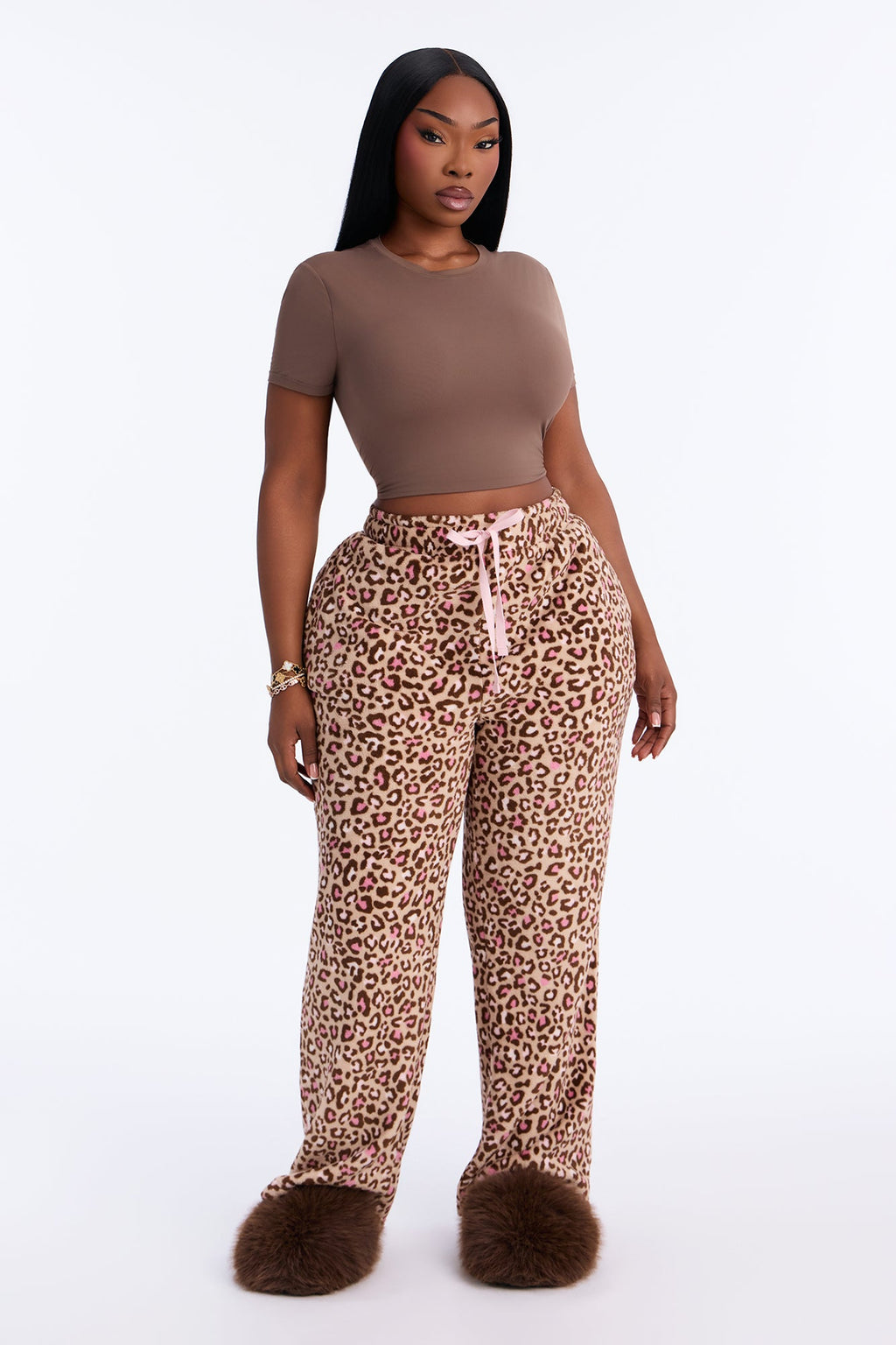Take Me There Leopard Wide Leg Plush PJ Pant - Leopard