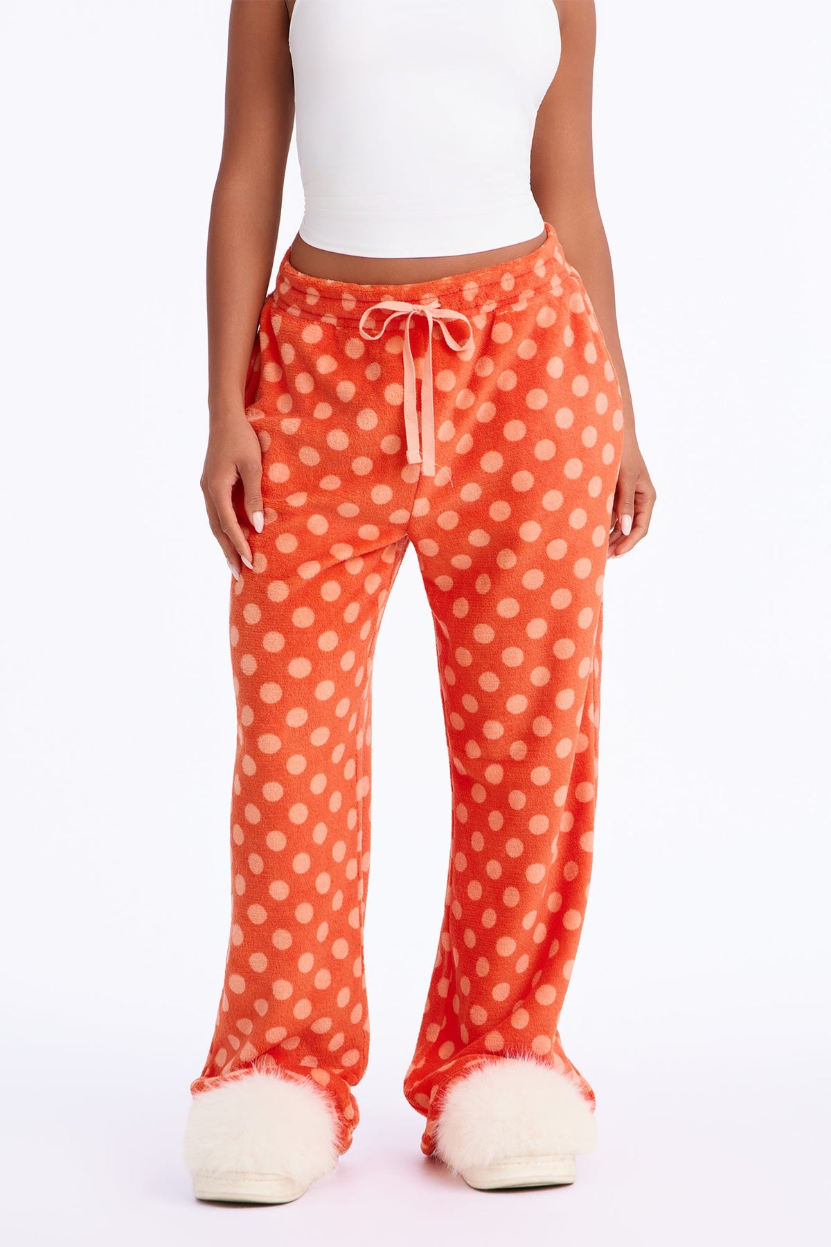 Chill Night Wide Leg Plush PJ Pant - Orange/combo
