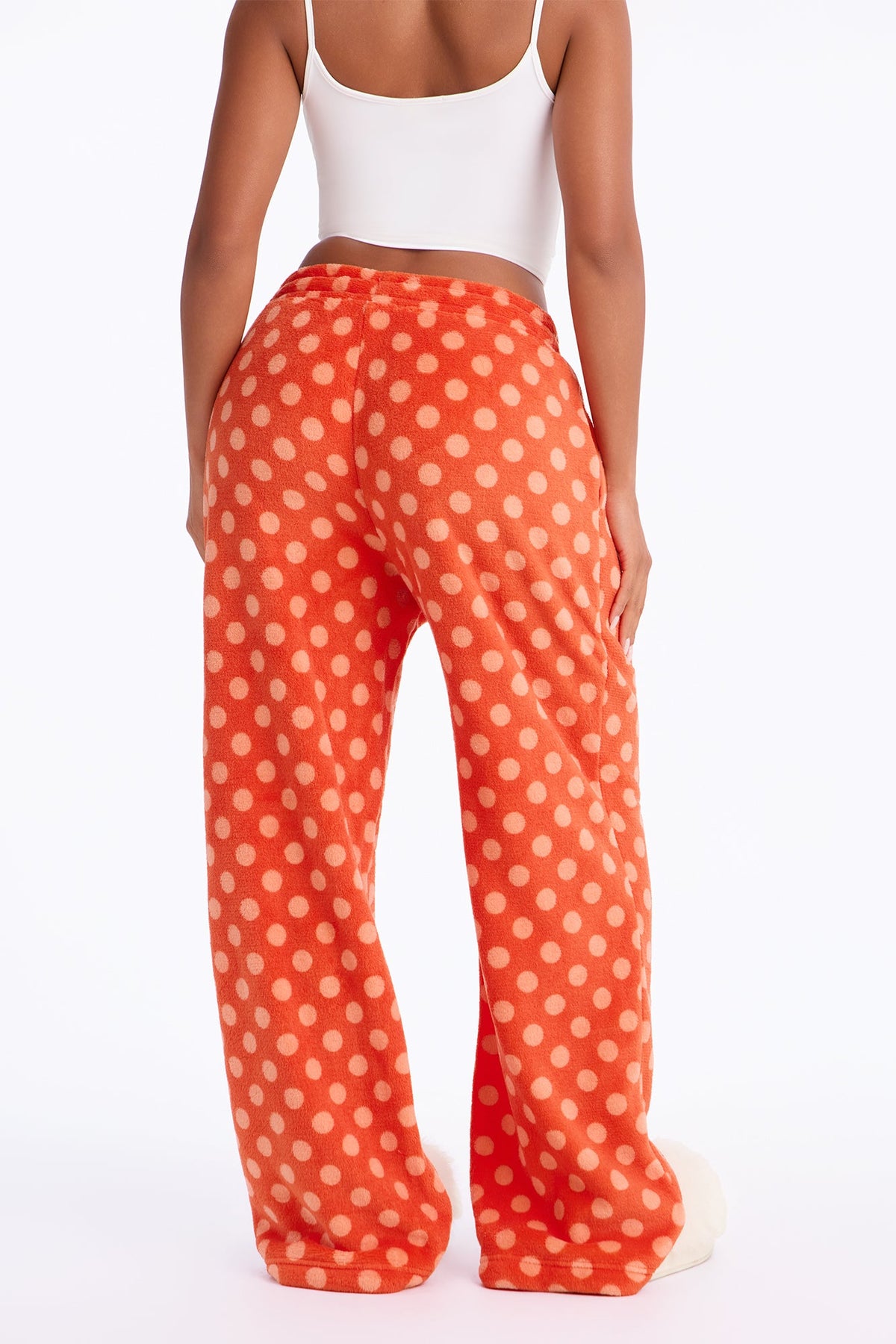 Chill Night Wide Leg Plush PJ Pant - Orange/combo