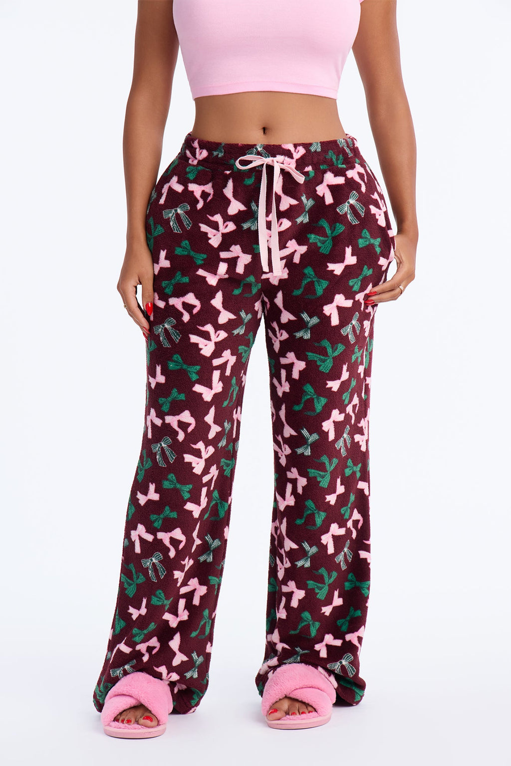 Always Cuddling Plush PJ Pants - Red/combo