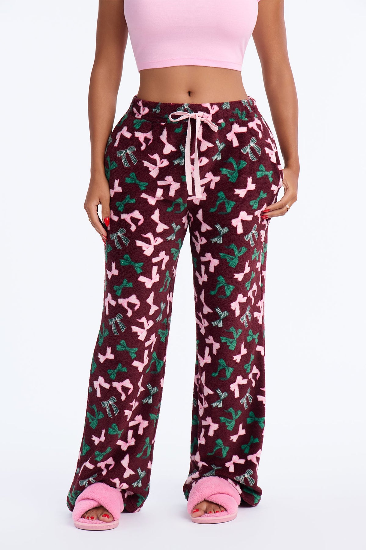 Always Cuddling Plush PJ Pants - Red/combo