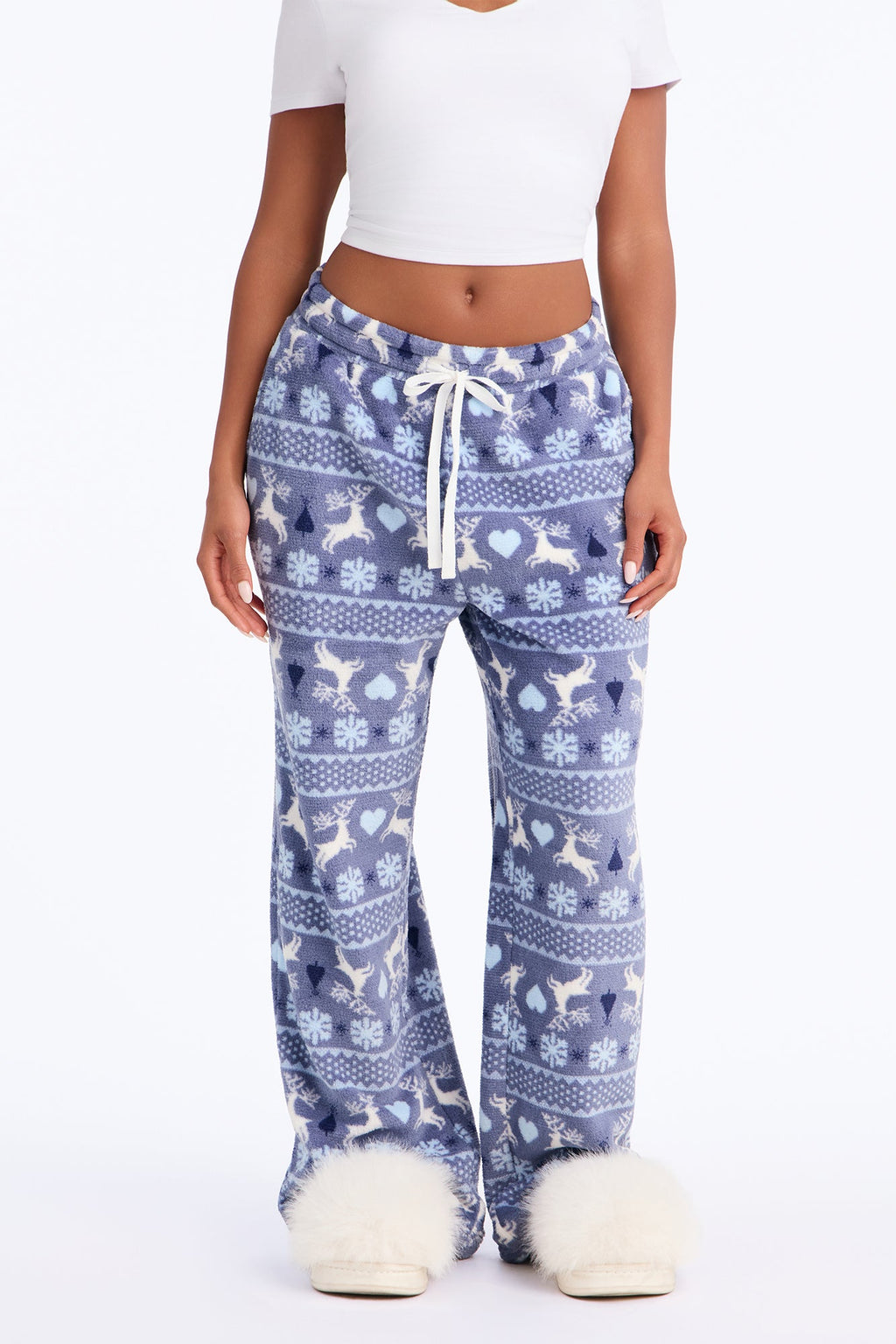 Snowflake Star Plush PJ Pants - Blue/combo