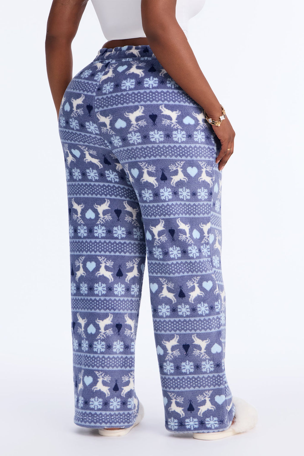 Snowflake Star Plush PJ Pants - Blue/combo