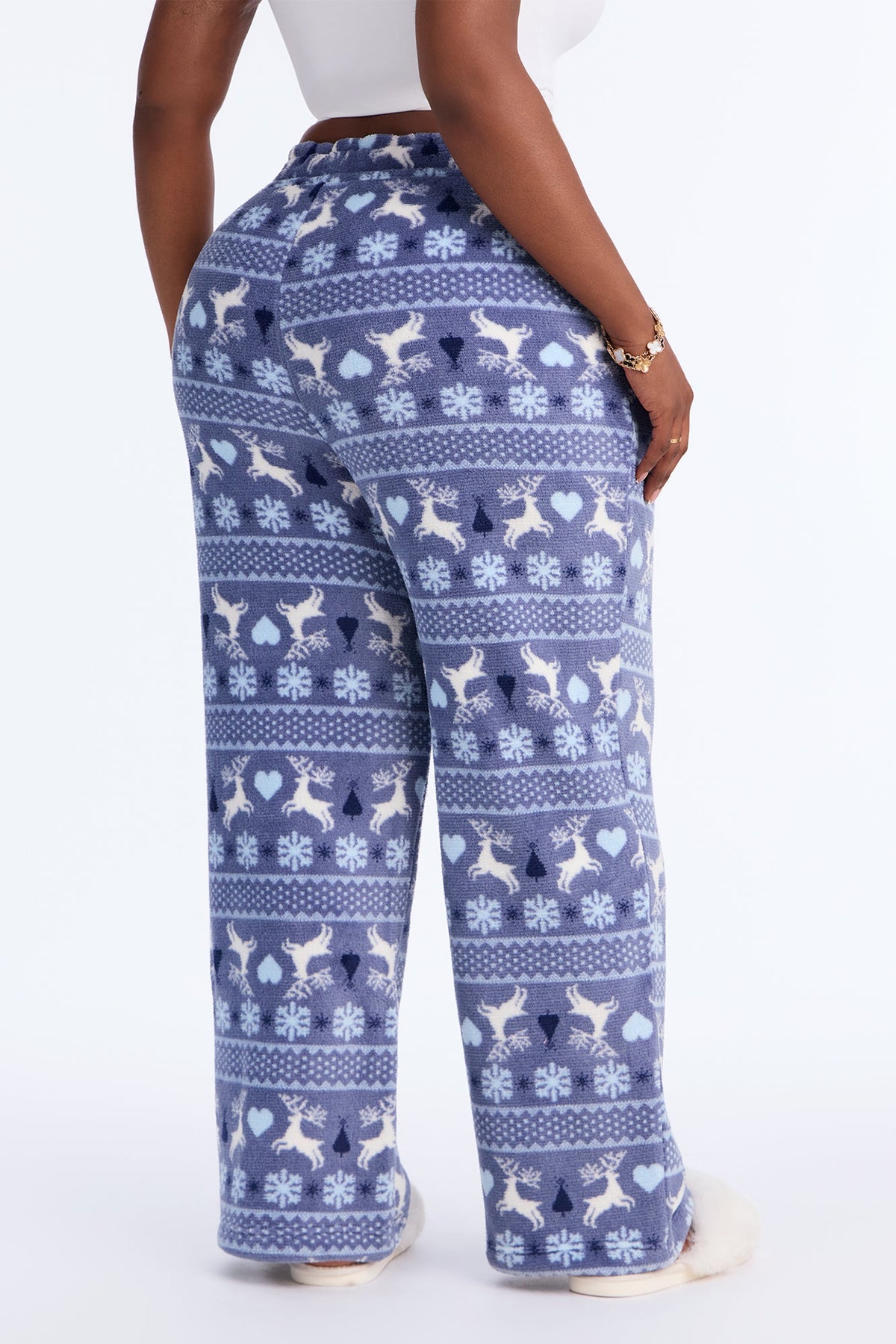 Snowflake Star Plush PJ Pants - Blue/combo