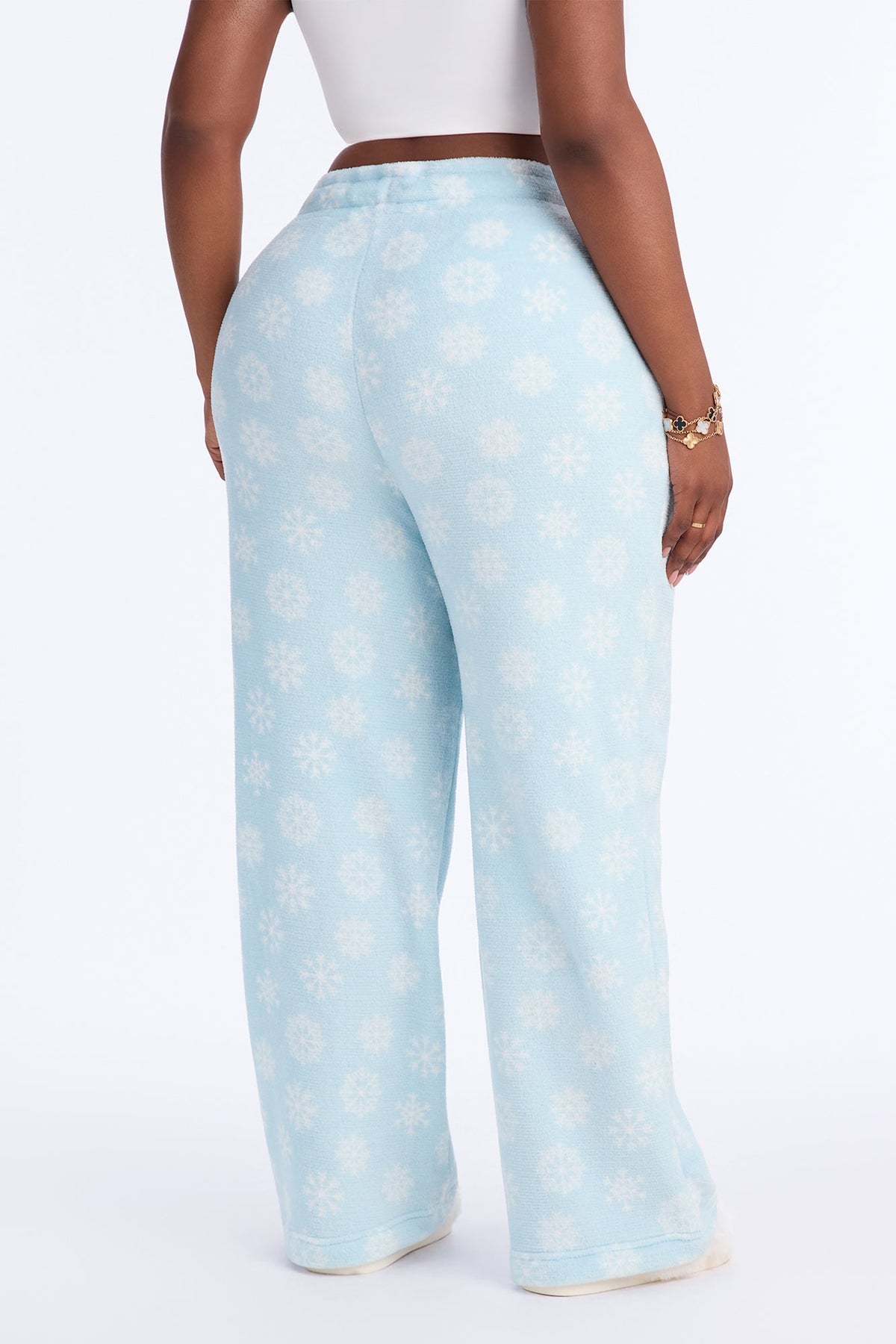 Snowflake Dreams Plush PJ Pants - Light Blue