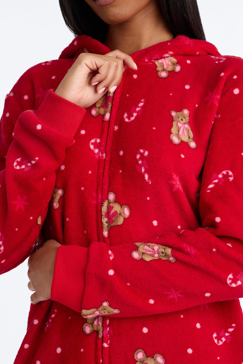 Magical Season Hooded Plush PJ Onesie - Red/combo