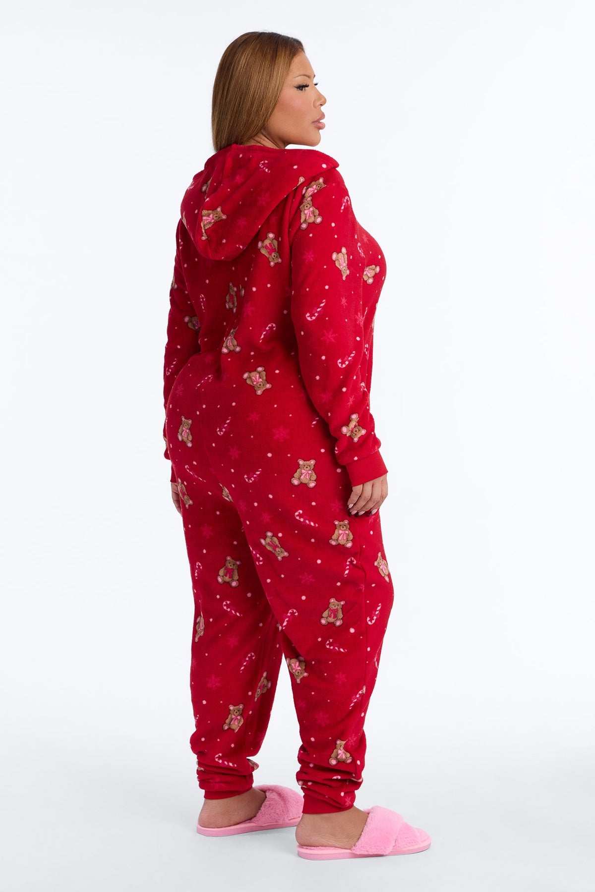 Magical Season Hooded Plush PJ Onesie - Red/combo