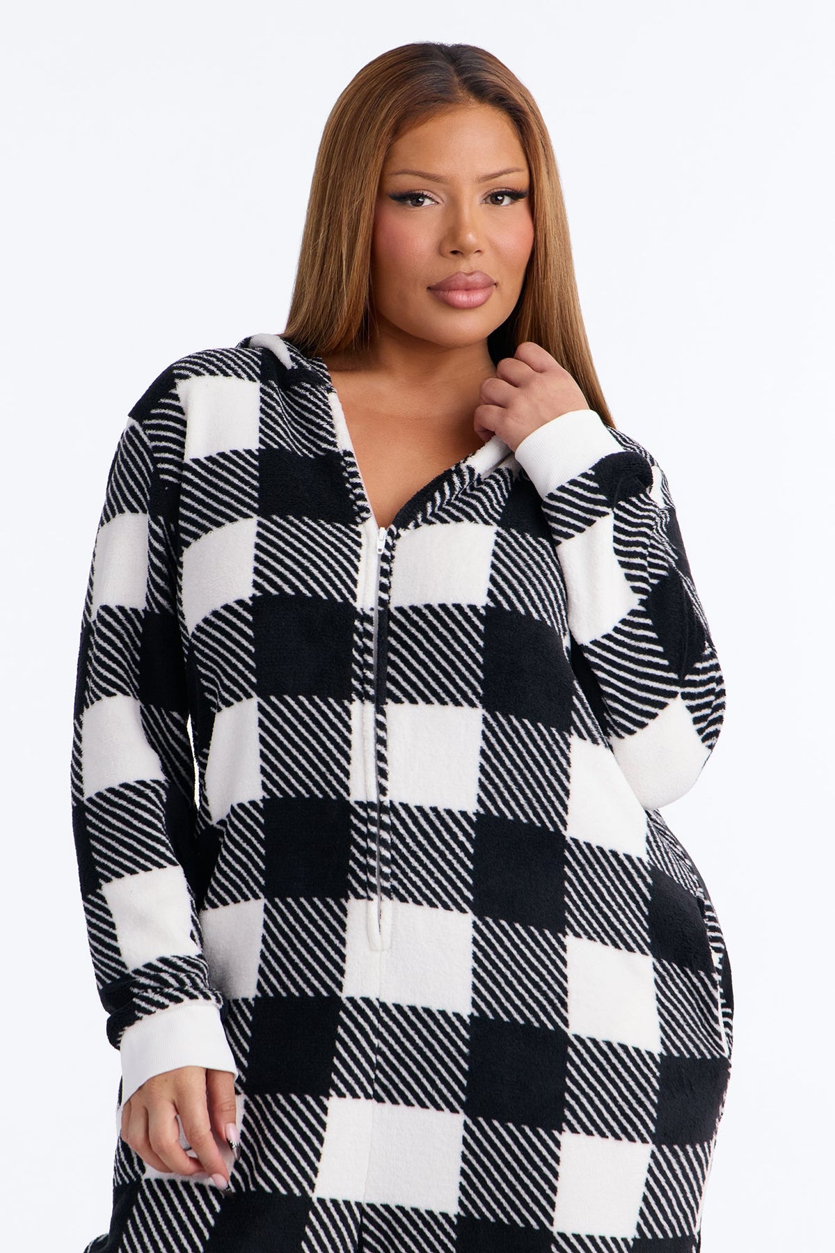 Always Cozy Plush Matching Family PJ Jumpsuit Onesie - Black/White