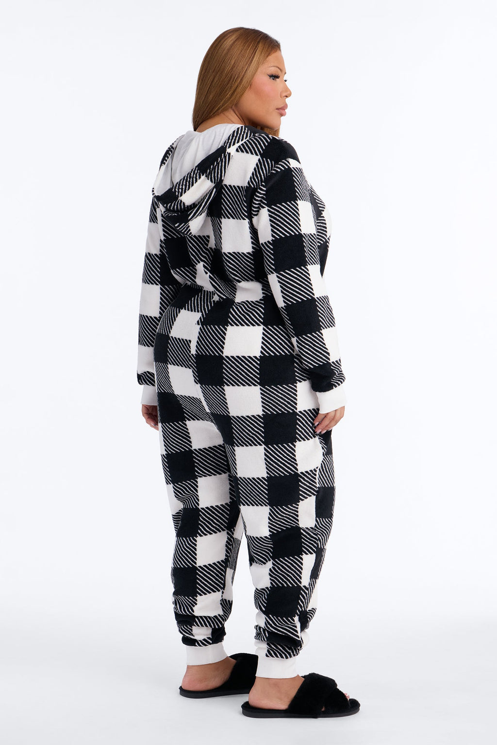 Always Cozy Plush Matching Family PJ Jumpsuit Onesie - Black/White