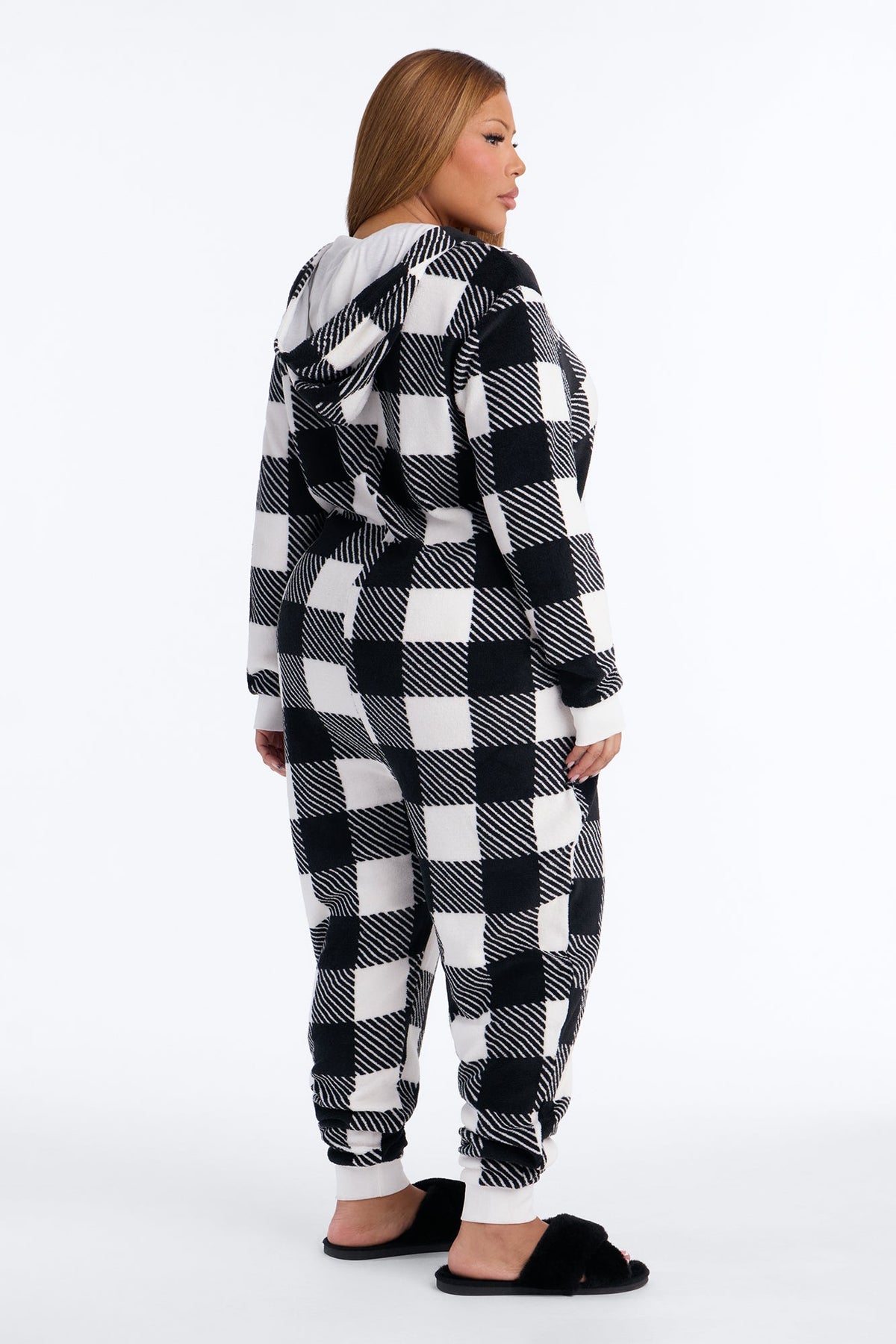 Always Cozy Plush Matching Family PJ Jumpsuit Onesie - Black/White