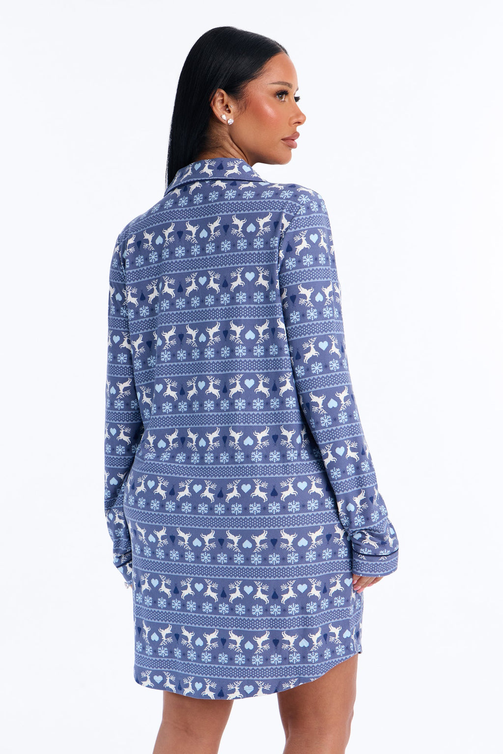 Frosty Feel Notch Neck PJ Sleep Shirt - Blue/combo