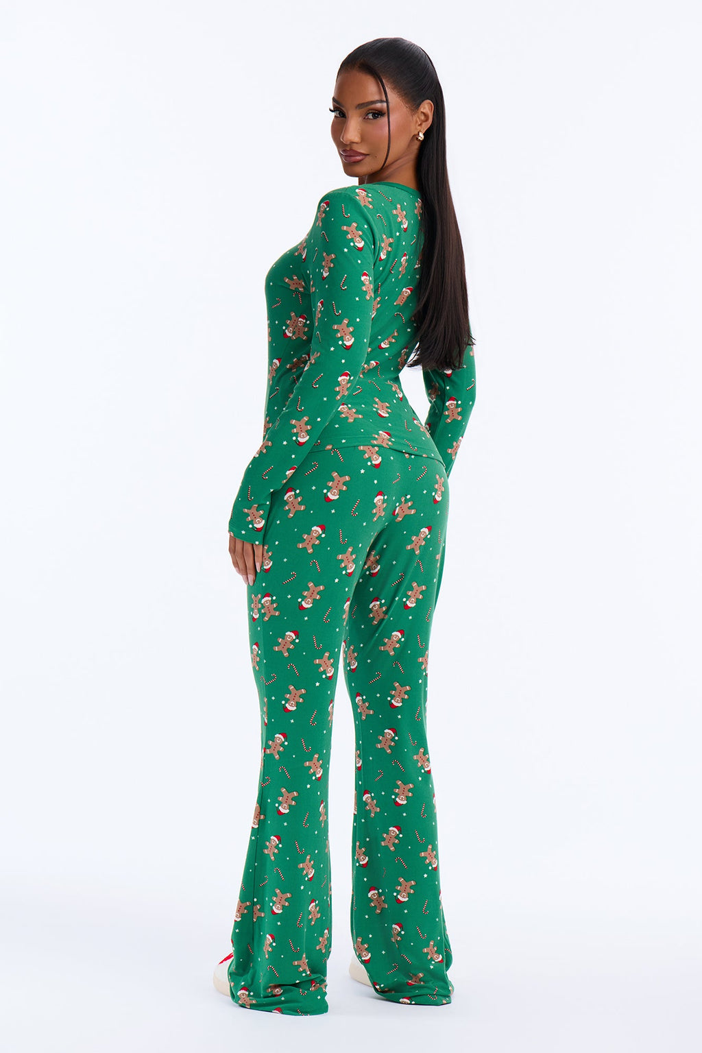Sweet Treat Season Fleece Henley PJ Pant Set - Green/combo