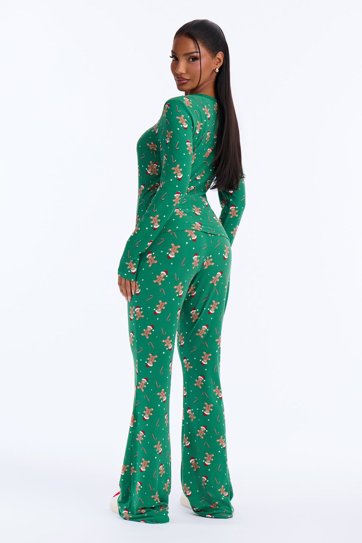 Sweet Treat Season Fleece Henley PJ Pant Set - Green/combo