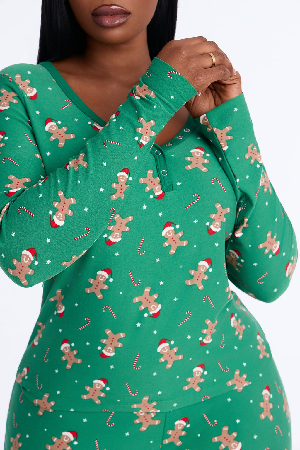 Sweet Treat Season Fleece Henley PJ Pant Set - Green/combo