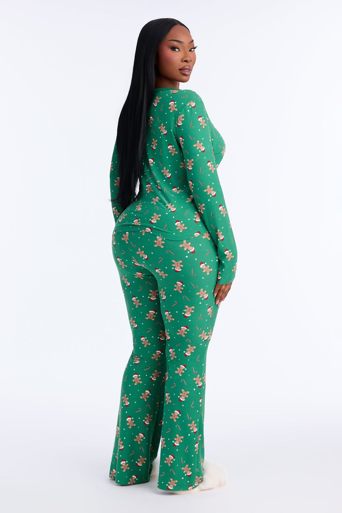 Sweet Treat Season Fleece Henley PJ Pant Set - Green/combo