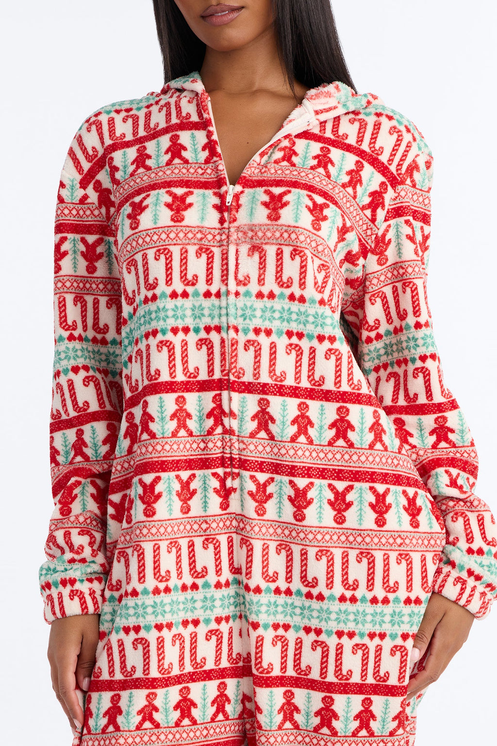 Sweetness Overload Jacquard Sherpa PJ Onesie - White/combo