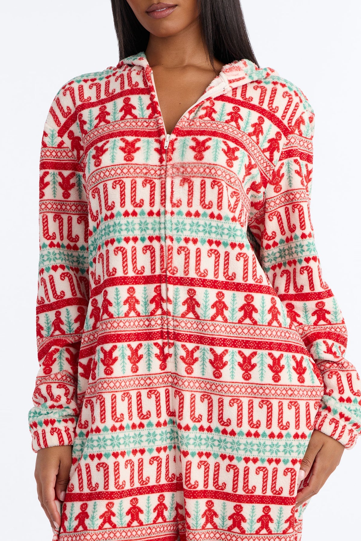 Sweetness Overload Jacquard Sherpa PJ Onesie - White/combo