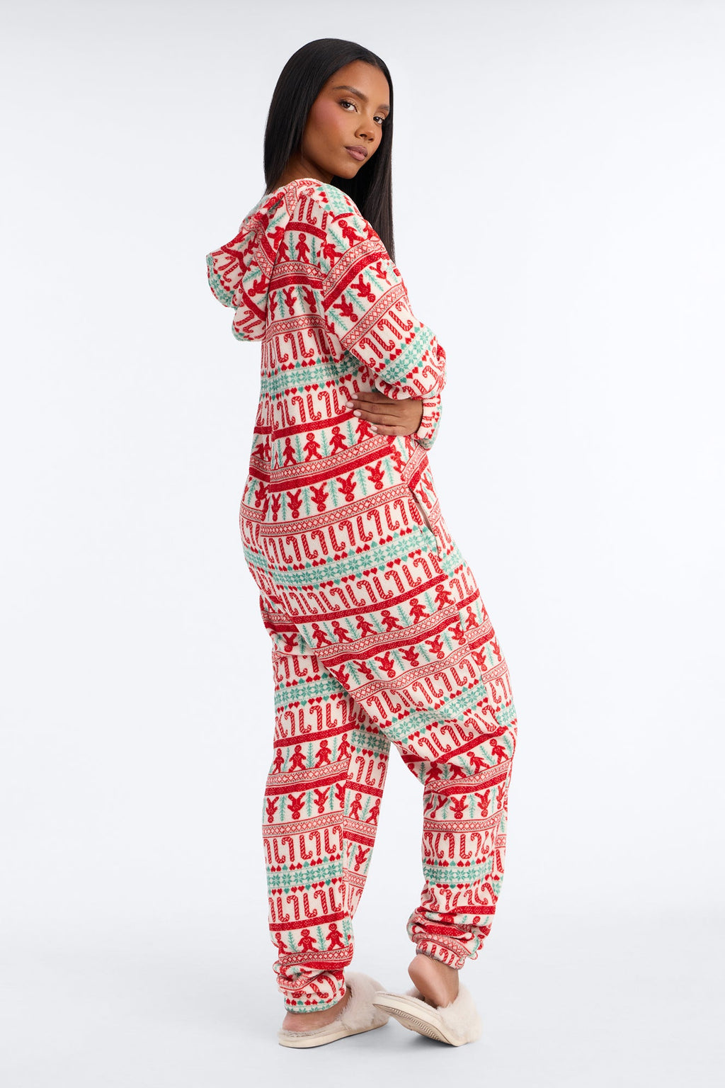 Sweetness Overload Jacquard Sherpa PJ Onesie - White/combo