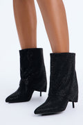 Take Your Time Overlay Heeled Booties - Black