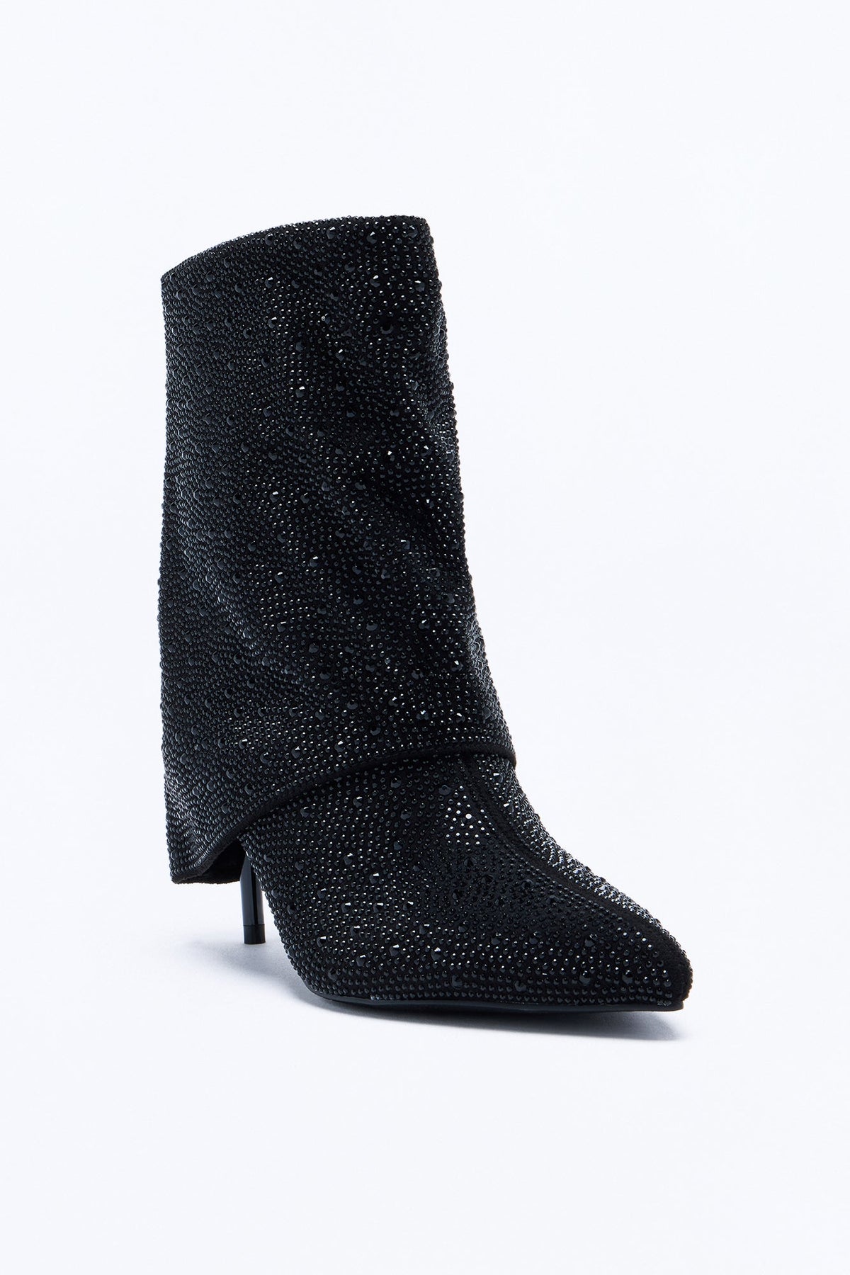 Take Your Time Overlay Heeled Booties - Black