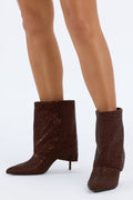 Take Your Time Overlay Heeled Booties - Chocolate