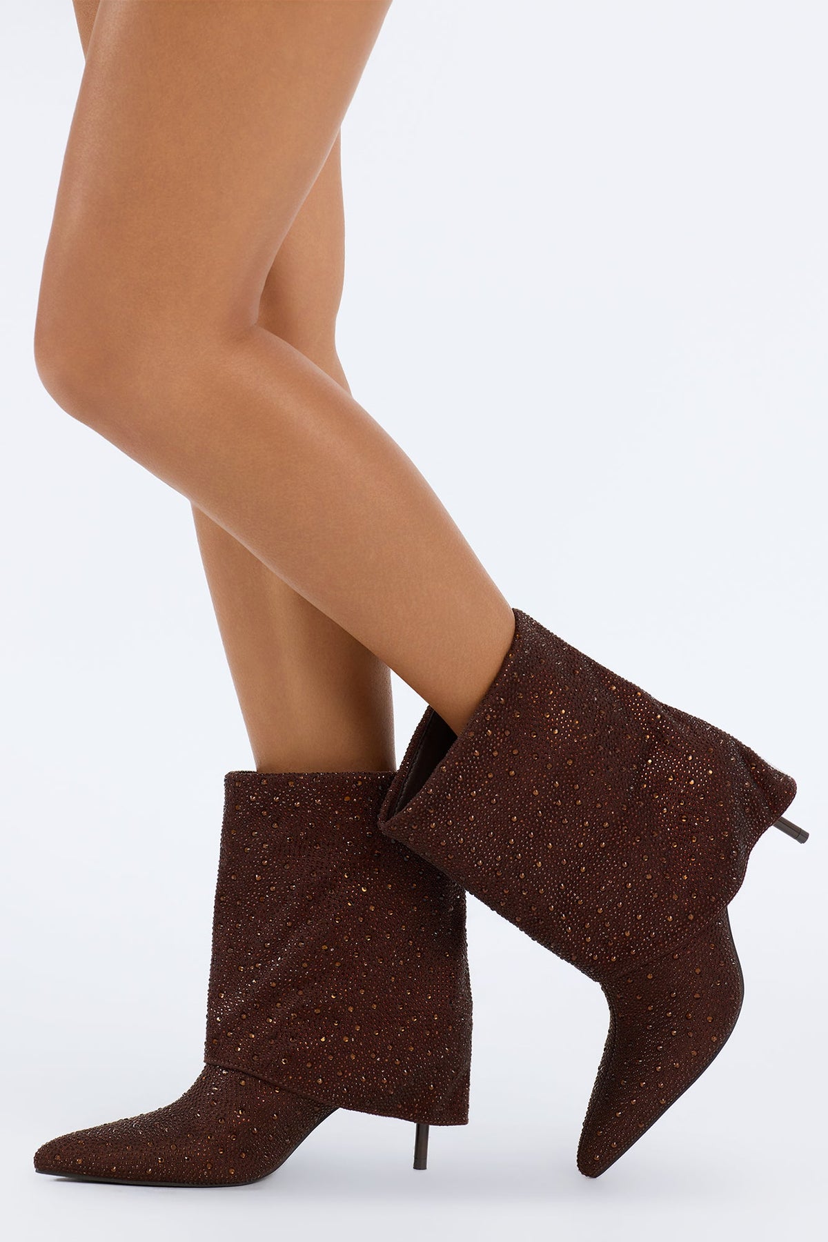 Take Your Time Overlay Heeled Booties - Chocolate