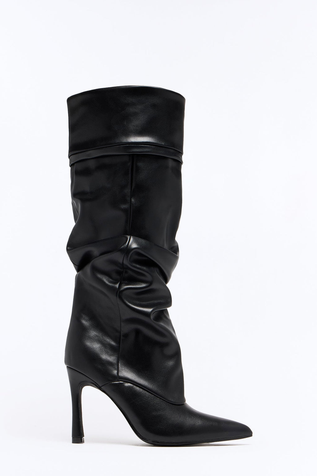 Rebecca Ruched Knee High Boots - Black