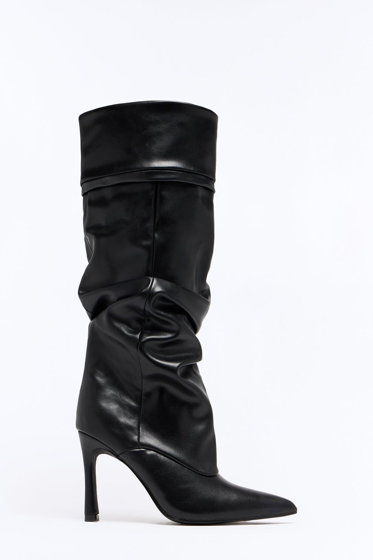 Rebecca Ruched Knee High Boots - Black