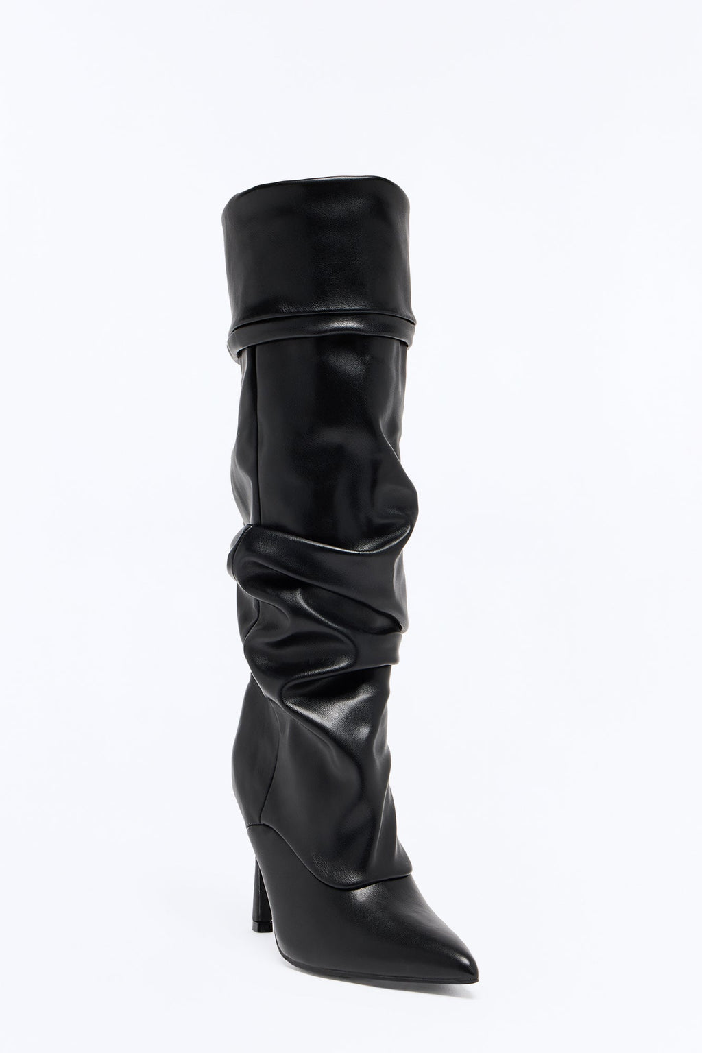 Rebecca Ruched Knee High Boots - Black