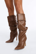 Rebecca Ruched Knee High Boots - Brown