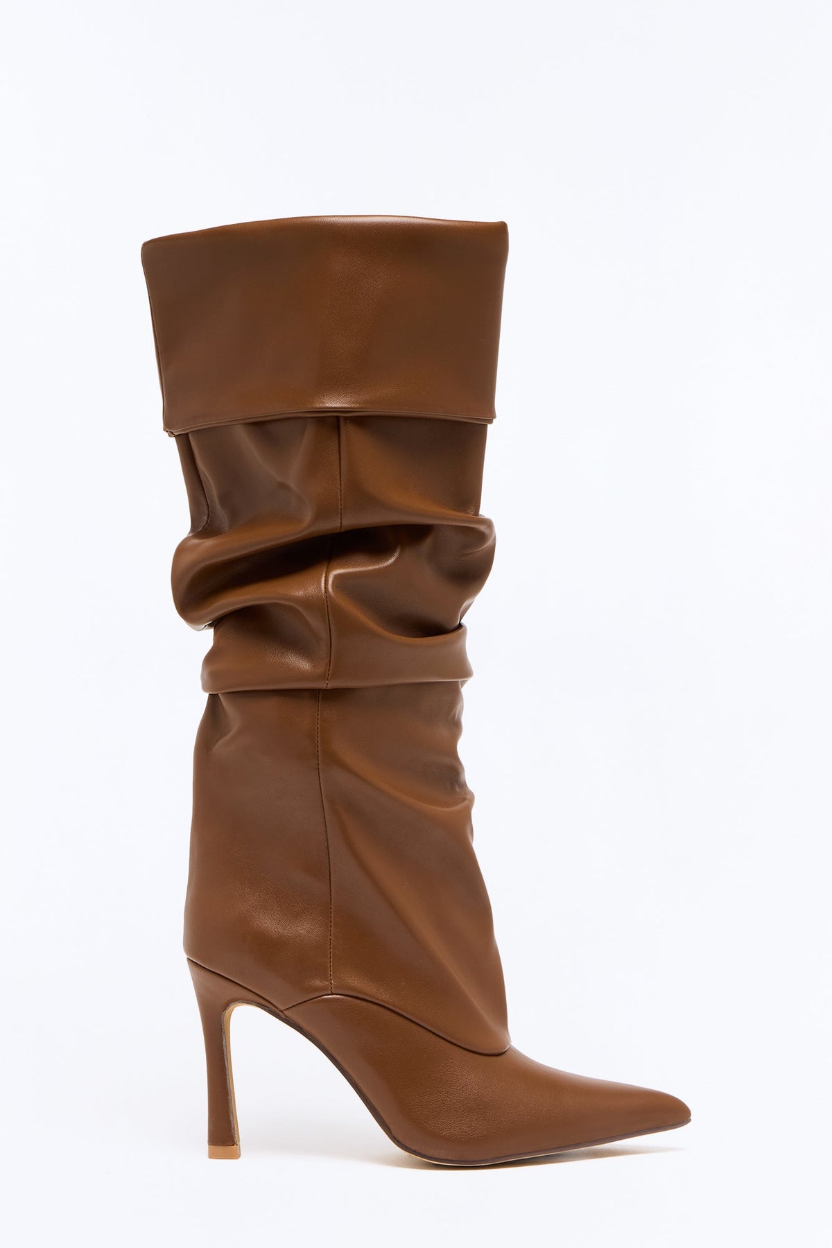 Rebecca Ruched Knee High Boots - Brown