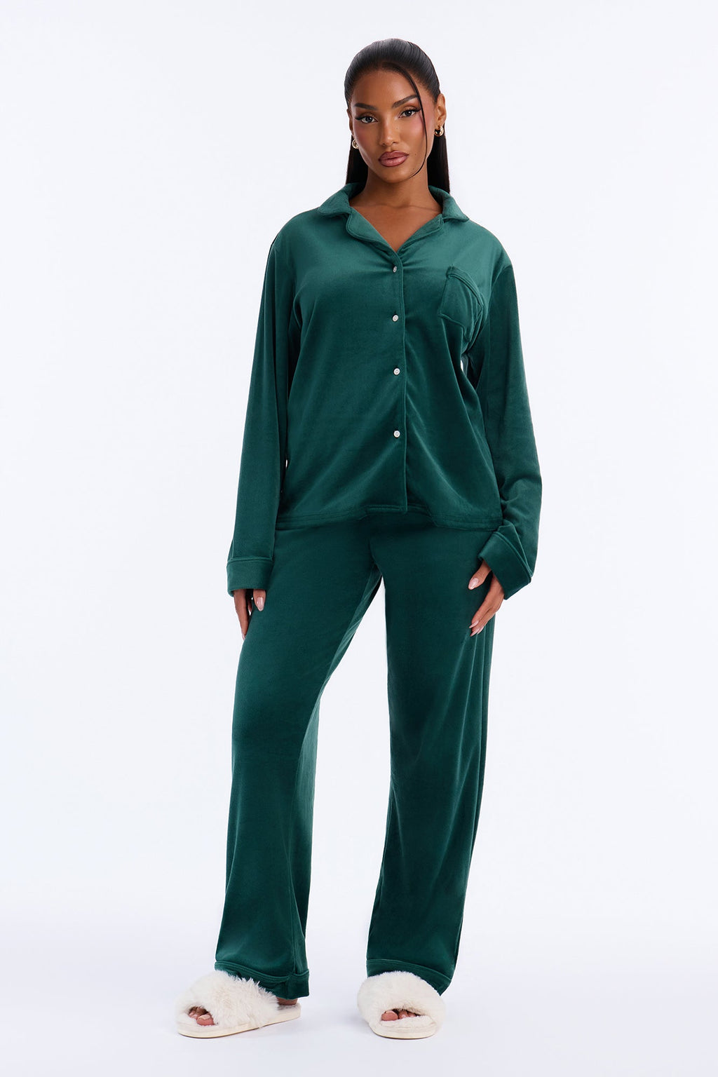Softy For You Velour PJ Pant Set - Green