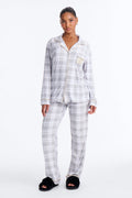 So Cozy Checkered PJ Pant Set - White/combo