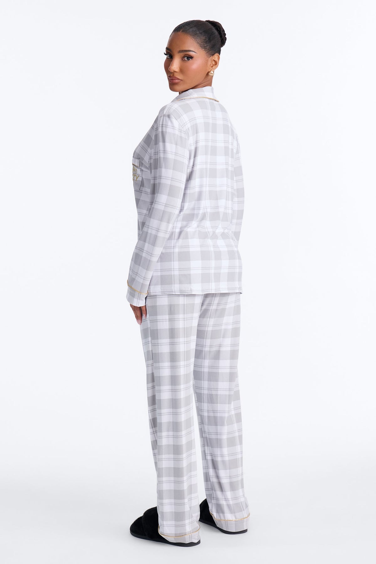 So Cozy Checkered PJ Pant Set - White/combo