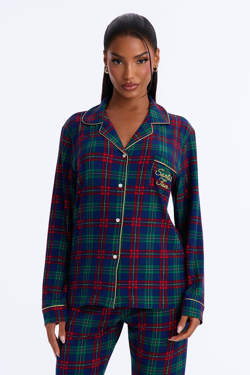 Stay In Bed Checkered PJ Pant Set - Blue/combo