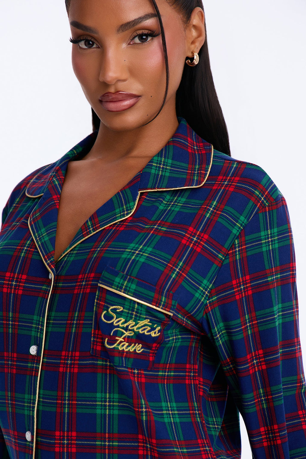 Stay In Bed Checkered PJ Pant Set - Blue/combo