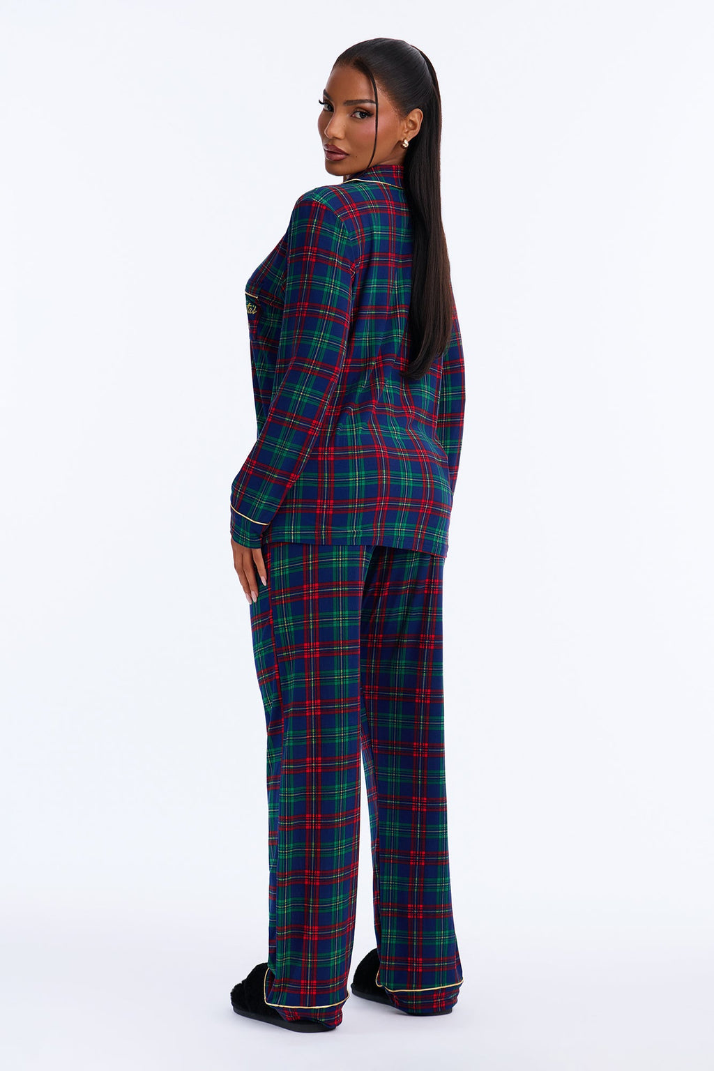 Stay In Bed Checkered PJ Pant Set - Blue/combo