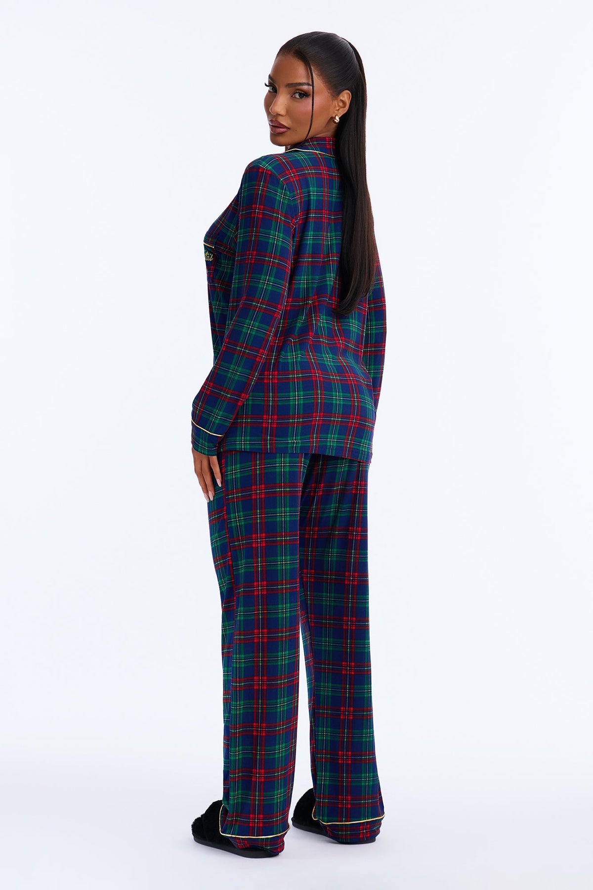 Stay In Bed Checkered PJ Pant Set - Blue/combo