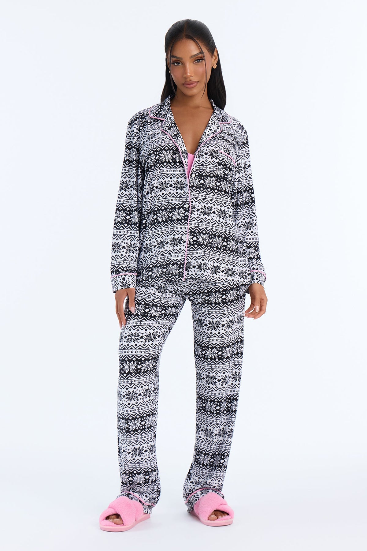 Christmas Tree Lane PJ Pant Set With Bralette - Black/combo