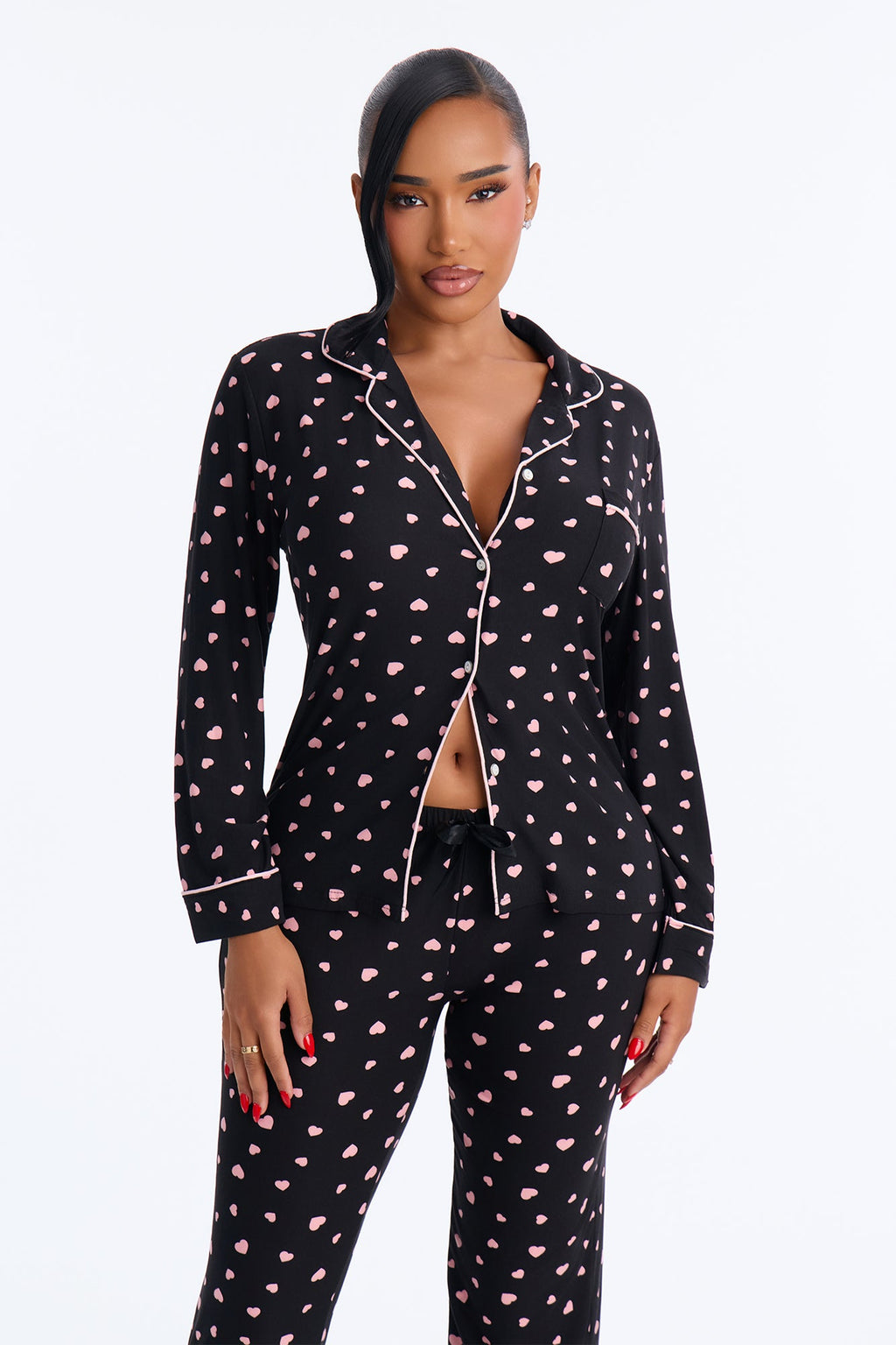 Tucked In Tight Long Sleeve PJ Pant Set - Black/combo