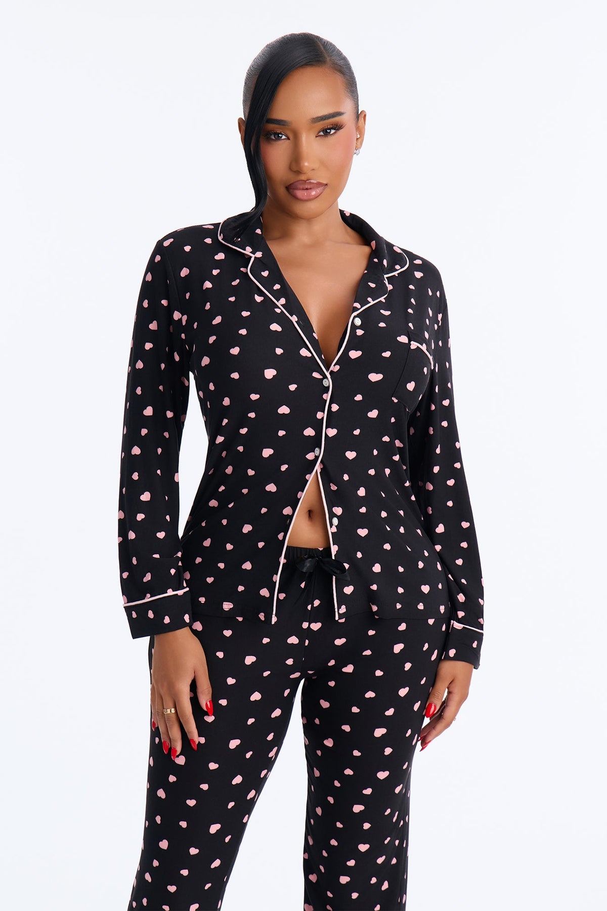 Tucked In Tight Long Sleeve PJ Pant Set - Black/combo