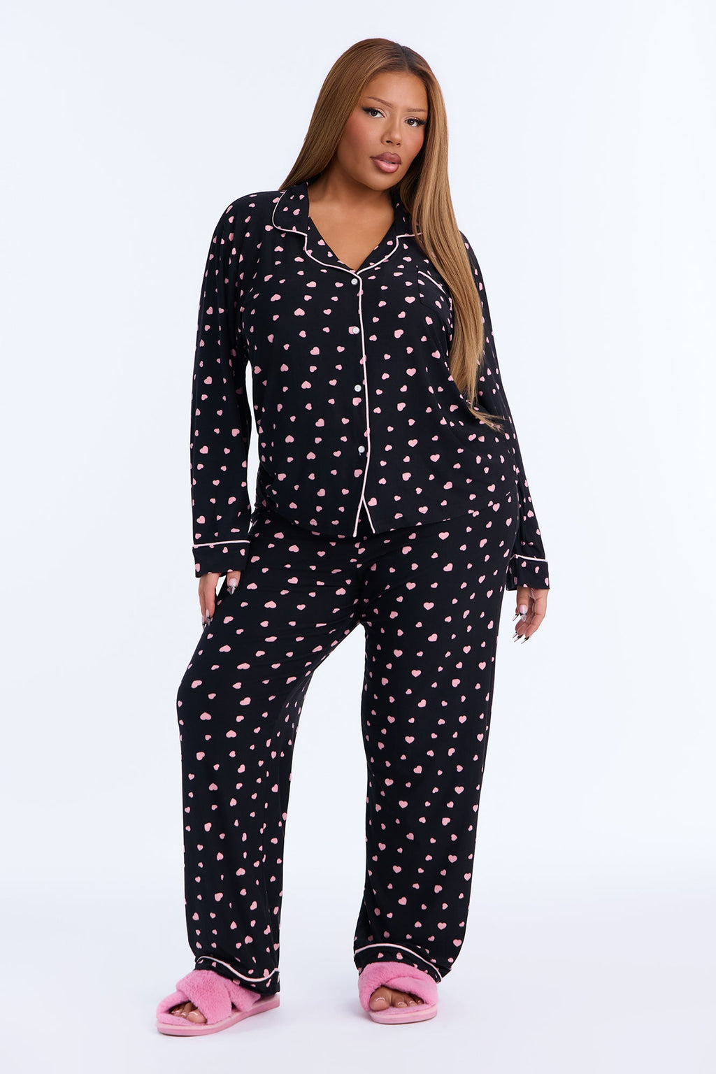 Tucked In Tight Long Sleeve PJ Pant Set - Black/combo