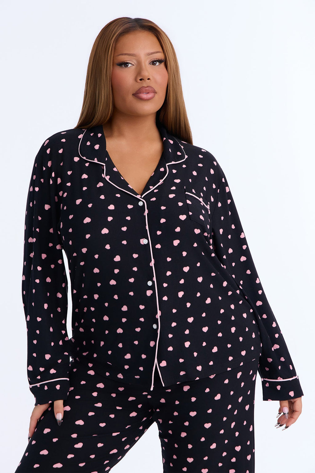 Tucked In Tight Long Sleeve PJ Pant Set - Black/combo