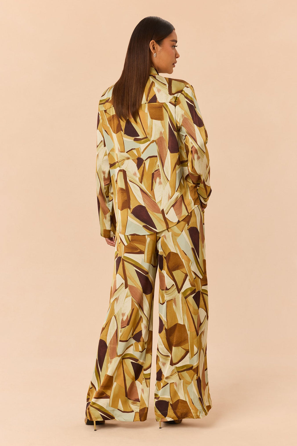 Leonie Satin Pant Set - Olive/combo