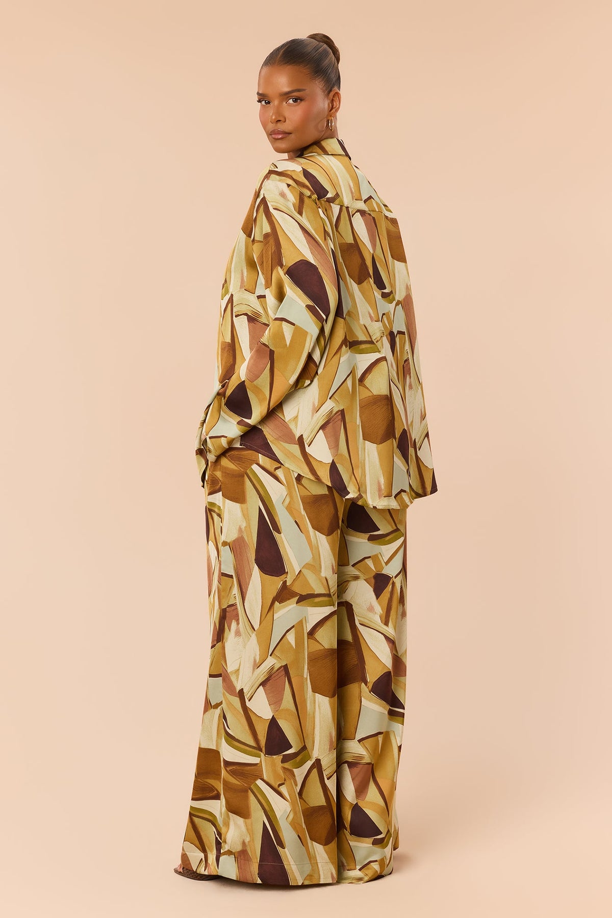Leonie Satin Pant Set - Olive/combo