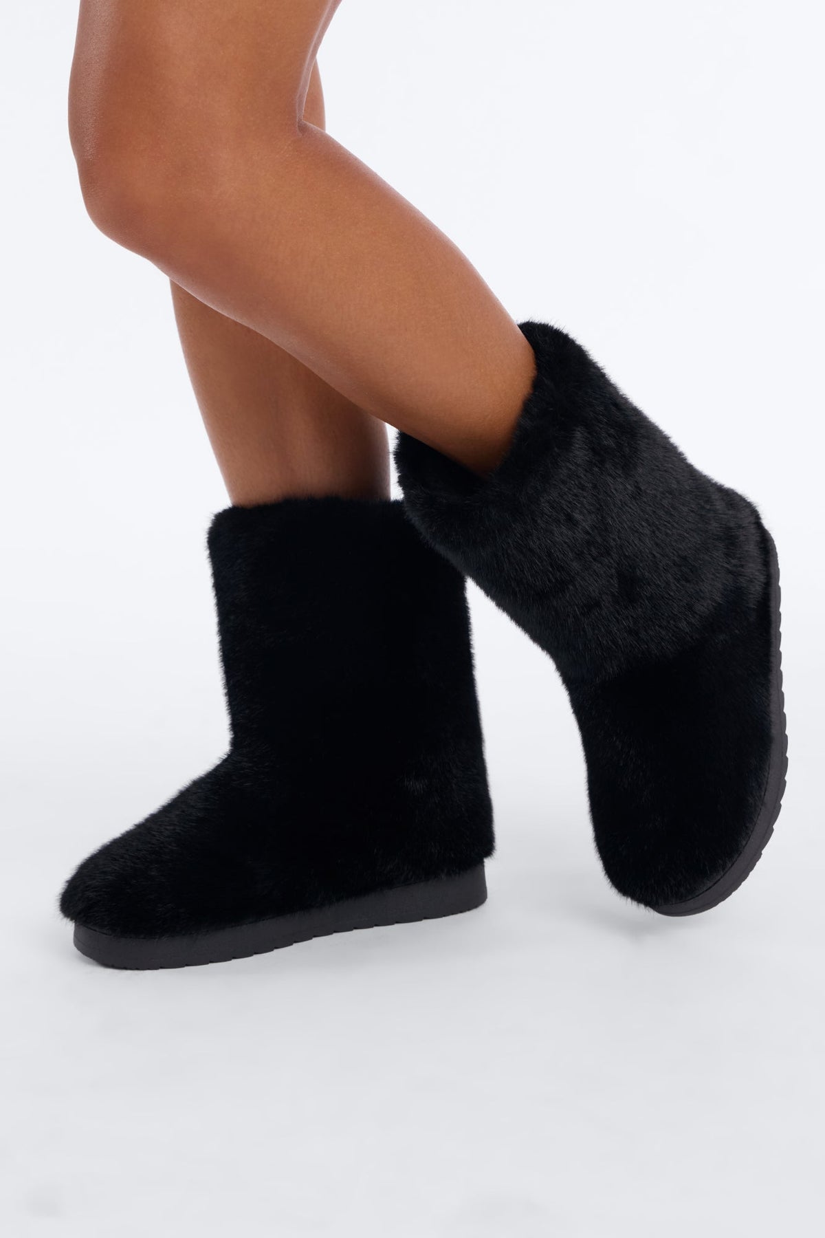Chill Factor Faux Fur Booties - Black